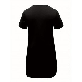 Women's Tropical Vacation Dress - Dark Grey T-Shirt Dress with Cruise Life Graphic, Short Sleeve Beach Outfit, Machine Washable Casual Summer Dress for Women, Beach Dress, Spring Fashion, Relaxed Fit, Comfortable Fabric, Travel Essentials, Holiday Outfit, Lightweight Material, Women's Fashion