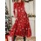 Women'S Elegant Christmas Snowflake Print Maxi Dress - Long Sleeve A-Line Winter Dress with Round Neck, Red & Snowflake Pattern, Cozy Casual to Semi-Formal Outfit for Holiday Parties & Casual Attire, Durable Winter Fabric (Snowflake Design