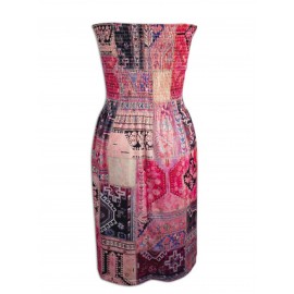 Strapless Boho-Chic Bandeau Dress - Smock Dress with Smock Button Closure, Smock Panel & Smock Pocket - All-Season Casual to Dressy Wear, Random Size Shipment (Machine Washable) - Boho Wedding Guest Outfit, Vacation Dress