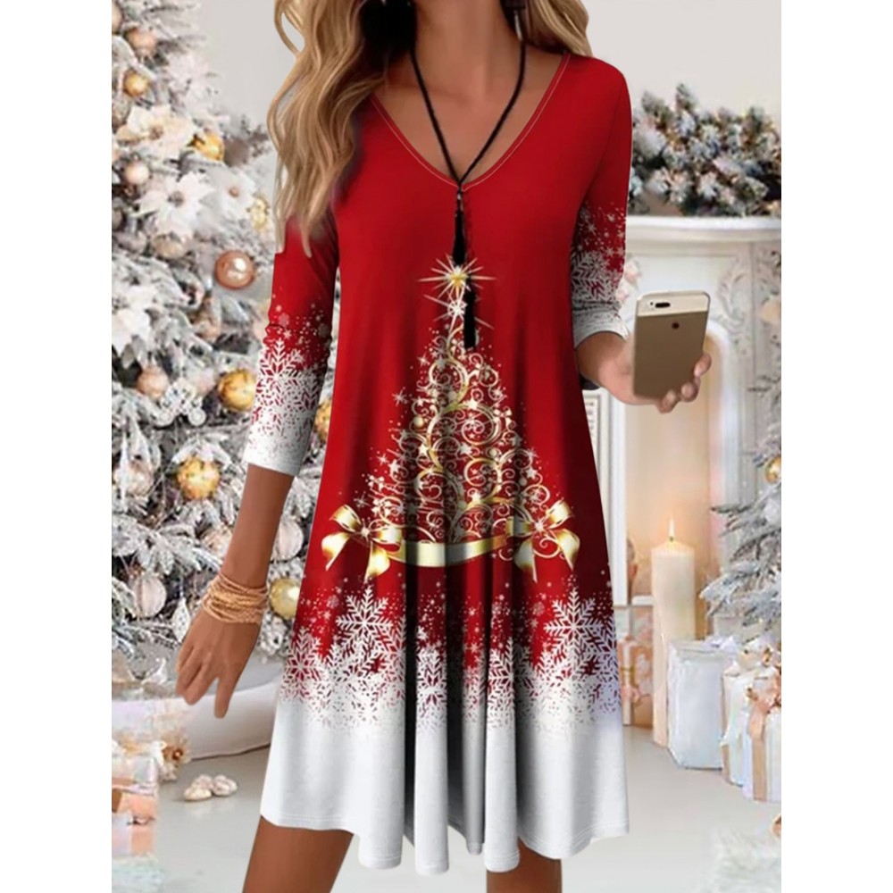 Women's Elegant Long Sleeve Christmas Party Dress - Winter Formal Gown with Flowing Dress, Machine Washable Holiday Attire for Xmas Weddings & New Year's Eve Events, Autumn/Winter Wedding Dress for home Celebrations