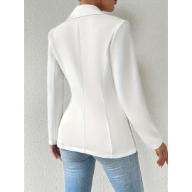 Women'S Elegant Oversized Tailored Blazer Jacket - Solid Color Winter Warmth Long Sleeve Single-Breasted Button Front Closure, Structured Loose Fit Casual to Formal Coat for Office, Business & Casual Attire - Versatile All-Season Outerwear (Autumn/W