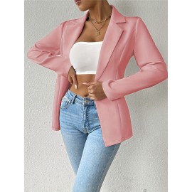 Women'S Elegant Oversized Tailored Blazer Jacket - Solid Color Winter Warmth Long Sleeve Single-Breasted Button Front Closure, Structured Loose Fit Casual to Formal Coat for Office, Business & Casual Attire - Versatile All-Season Outerwear (Autumn/W