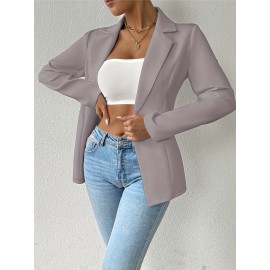 Women'S Elegant Oversized Tailored Blazer Jacket - Solid Color Winter Warmth Long Sleeve Single-Breasted Button Front Closure, Structured Loose Fit Casual to Formal Coat for Office, Business & Casual Attire - Versatile All-Season Outerwear (Autumn/W