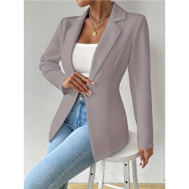 Women'S Elegant Oversized Tailored Blazer Jacket - Solid Color Winter Warmth Long Sleeve Single-Breasted Button Front Closure, Structured Loose Fit Casual to Formal Coat for Office, Business & Casual Attire - Versatile All-Season Outerwear (Autumn/W