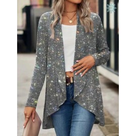 Women's Sparkling Sequin Blazer Jacket - Shiny Single-Breasted Evening Party Blazer, Loose Fit Long Sleeve Fall/Spring Outerwear for Weddings, Proms, Award Ceremonies (Non- Suit)