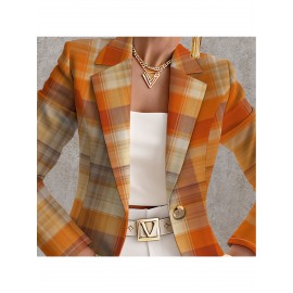 New Women'S Elegant Long Sleeve Blazer - Structured X-Silhouette Tailored Fit, Solid Color All-Season Versatile Coat with Single-Breasted Button Front Closure, H-Line Silhouette & Classic Notch Lapel Collar, Office to Party Jacket for Formal &