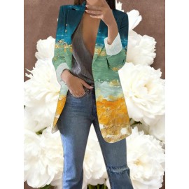 Women's Loose-Fit Full-Length Cardigan Jacket with Front Button Closure - Long Sleeve Blouse for work, Business & Casual Outfits | Single-Breasted Coat (Machine Washable Outerwear, OL Suit Essential)