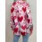 Women's Red Heart Print Lapel Button-Front Shirt Blouse - Valentine's Day Outfit, Spring Summer Casual & Dressy Tops, Machine Washable Resort Style Collar Shirt for Beach Vacations & Romantic Events