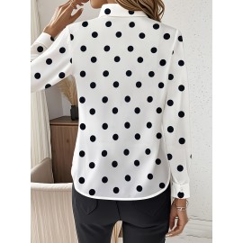 Women's Elegant Collar Long Sleeve Shirt - Classic Button- Blouse with Spring/Summer Short to Medium Sleeve styling (Machine Washable) - Elegant Special Line Collection for Office, Semi-Formal & Casual Wear - Non- Top