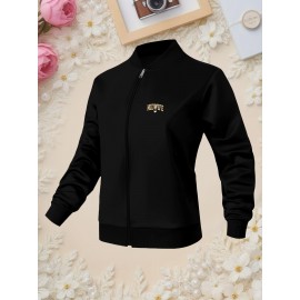 Women'S Red Midwife Graphic Zip-Up Jacket - Casual Long Sleeve Outerwear with 