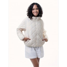 Women'S Fitted Hooded Coat with Pockets | Adjustable Drawstring Hood, Lightweight and Comfortable, Solid Color, Ideal for Autumn and Winter