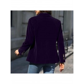 Women'S Winter Solid Color Tailored Suit Jacket - Casual to Semi-Formal Coat with Zipper Closure, H-Line Silhouette & Round Neck, Long Sleeve Layering Outerwear for Fall/Winter, Versatile Cardigan Set in GreenNavy/Charcoal - No Belt Required