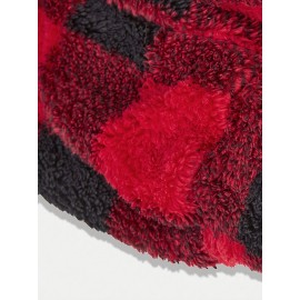 Women'S Plaid Fleece Coat - Mustard-Yellow & Checkered Winter Warmth, Soft Plush Jacket with Full-Zip Front Closure, Cozy Casual Outerwear for Fall & Winter, Winter Clothing, Fall Fashion, Stylish Outerwear, Fashion Lovers