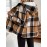 Women's Retro Plaid -Lined Hooded Jacket - Soft Brushed Polyester Button-Front Coat, Cozy Winter Outerwear for Fall & Winter, Casual Elegant Blazer (Single-Breasted Button Closure)
