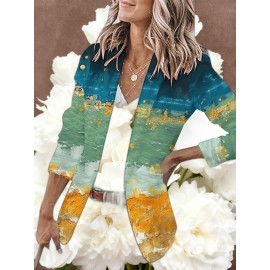 Women's Loose-Fit Full-Length Cardigan Jacket with Front Button Closure - Long Sleeve Blouse for work, Business & Casual Outfits | Single-Breasted Coat (Machine Washable Outerwear, OL Suit Essential)