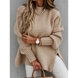 Women'S Oversized Grey Sweater - Soft High Neck Winter Warmth, All-Season Cozy Pullover, Trendy Casual & Formal Wear, Versatile Layering Piece for Everyday Outfits (No Bulk, Durable & Comfortable)